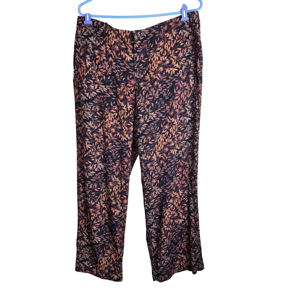 Peruvian Connection Boho‎ Viscose Trousers Fall Leaf Print Size 14 As Is